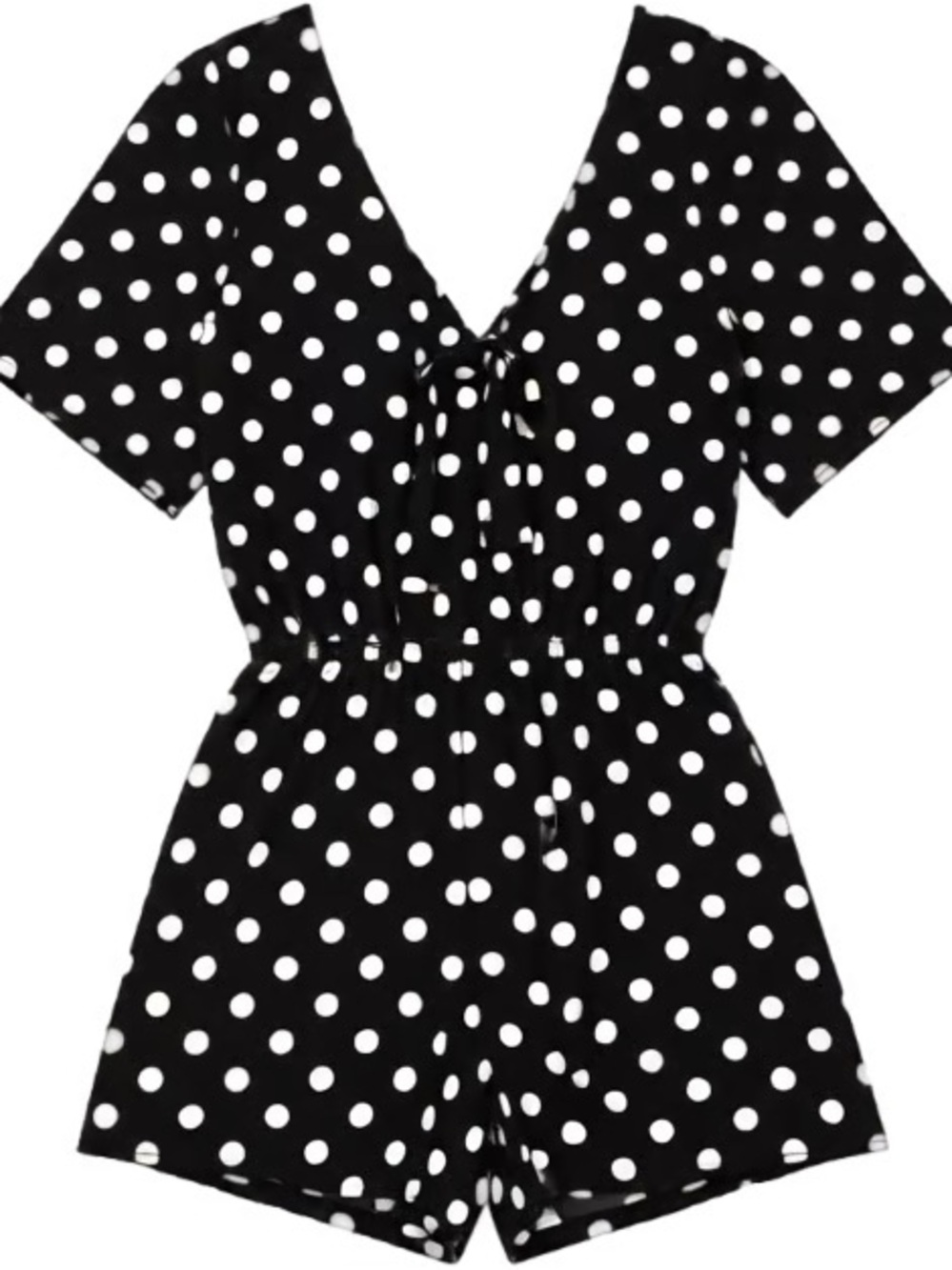 Black Polka Dot Romper - White Dot